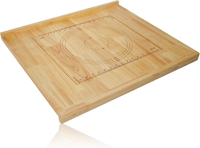 24 x 20 Reversible Wooden Pastry Board Wood Pasta Board with Lip Bread Board Cutting Board Chopping Board Pie Board with Engraved Ruler for Counter Top Kitchen-Wood