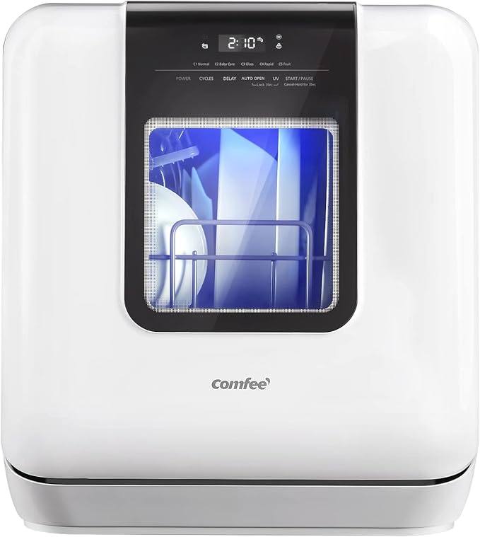 COMFEE' Countertop Dishwasher Bundle with Zojirushi 5-1/2-Cup Neuro Fuzzy Rice Cooker White