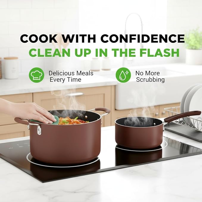 NutriChef Nonstick Cookware Set 20-Piece Premium Kitchen Cookware Set with Pots Pans Bakeware &amp Utensils Non Stick Pots and Pans Compatible with Gas Electric Ceramic &amp Induction Cooktops