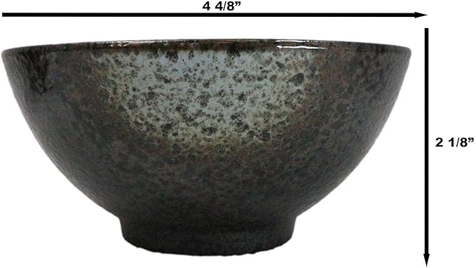 Ebros Gift Artistic Charcoal Grey Tone Hakumu Porcelain Collection Dinnerware Serveware Kitchenware Set Asian Japanese Restaurant Supply (Pack Of 6 Small Rice Soup Appetizer Bowls 10oz)