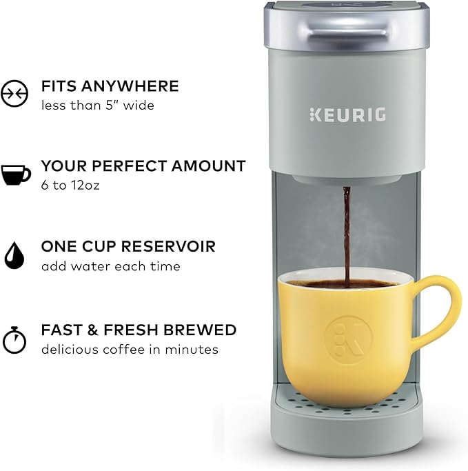 Keurig K-Mini Single Serve K-Cup Pod Coffee Maker 6 to 12oz Brew size with Cord Storage Perfect for Small Spaces Studio Gray