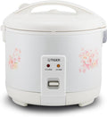 Tiger JNP-1800-LF 10 Cup Capacity White Rice Cooker with Non-Stick Inner Pot Retractable Power Cord and Keep Warm up to 12 hours (Flower)