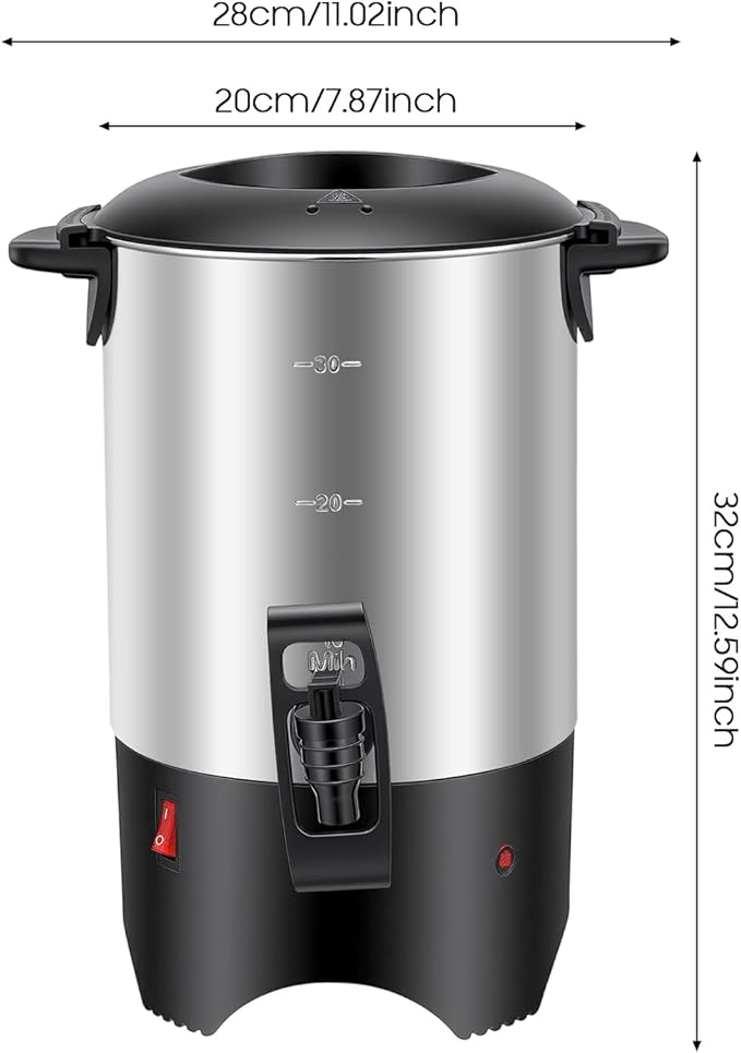Coffee Maker Stainless Steel Coffee Urn 30 Cups Coffee Dispenser 5.2L Electric Coffee Maker Urn with Removable Filte Quick-Brewing for Catering/Cafes/Wedding/Party