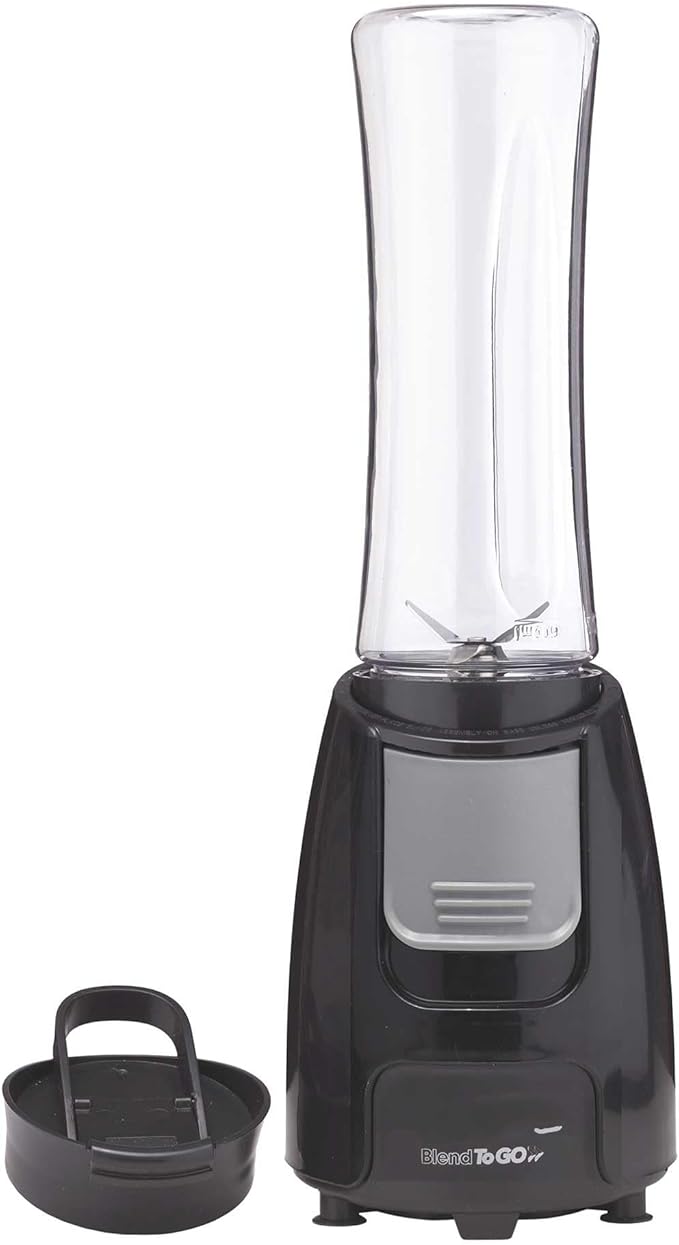 300W Personal Blender with Travel Cup – One Touch Smoothie Maker Ice Crusher BPA-Free 20oz Bottle with Lid Compact Single Serve Blender for Shakes &amp Protein – Black