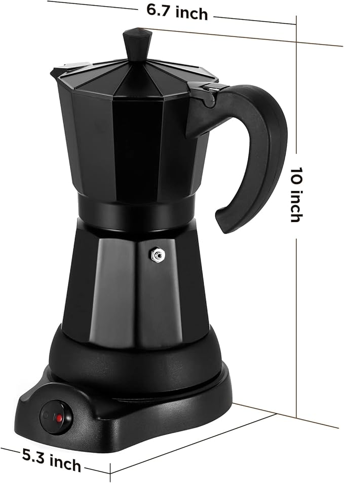 SHANGSKY Coffee Pot Electric Moka Pot 6 Cup Espresso Coffee Maker Cafeteras Electricas Italian Coffee Maker Espresso Makers Portable Aluminum Electric Mocha Pot Coffee Machine Moka Maker