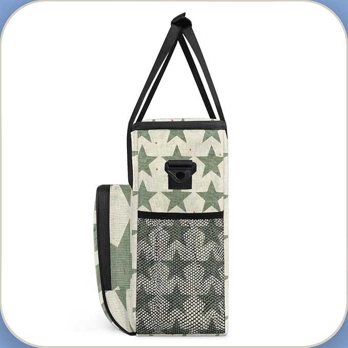 Retro Green Star Coffee Maker Carrying Bag Portable Travel Storage Tote Bag Compatible with K-Mini or K-Mini Plus Single Serve Coffee Brewer Carrying Case with Multiple Pockets &amp Shoulder Strap