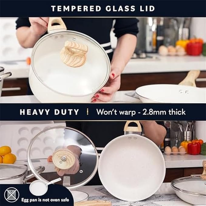 23 Piece Granite Cookware Set Non Stick Induction Oven Safe Pots Pans Bakeware Scraper Sponge Protectors Eco Friendly Heavy DutyA23 Pc