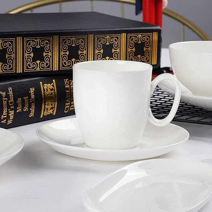 Pure White Porcelain Dinnerware Set Tableware Set Stoneware Dish Dinner Plates Dinner Set Dinner Service for1/2/4/10/16 People80 PCS (White 16 PCS(2 Set))