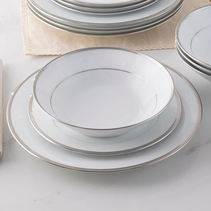 Noritake Regina Platinum 12-Piece Dinnerware Set Service for 4