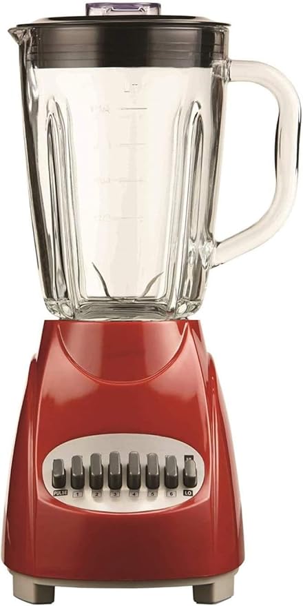 550W 12-Speed Countertop Blender with Pulse &amp Glass Jar – Ice Crusher Smoothie &amp Shake Maker BPA-Free 42oz Jar Stainless Steel Blades – Black and Red Kitchen Blender (Red)
