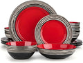 16 Piece Stoneware Dinnerware Set with Dinner Dessert Plate Cereal Pasta Bowl Service for 4 Person