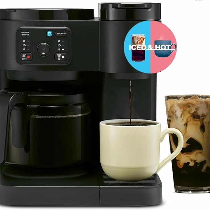 K-Duo Essentials Coffee Maker for Hot and Iced Drinks Single Serve KCup Pod Brewer and 12 Cup Carafe Drip Coffee Pot 72 oz Water ReservoirPause &amp Pour Feature Perfect for Home &amp Office Use
