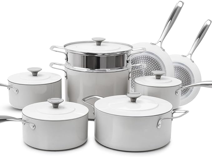 Nuwave Lux 13-Piece Premium Cookware Collection Next-Generation G11 Duralon Blue Ceramic Nonstick Ultra Durable PFAS-Free Lightweight &amp Works on All Cooktops
