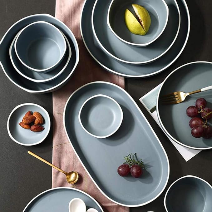 Modern Matte Glaze Porcelain Dinnerware Sets Ceramic Dinner Plates Dessert Plates Cereals Bowls for Daily Life Family Party and Restaurant Service for 8Service for 2(9pcs)