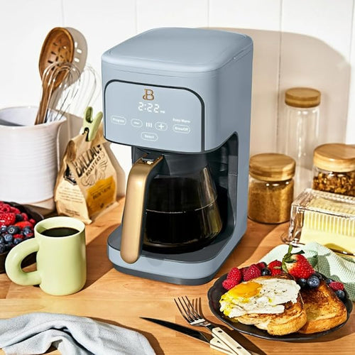 12 Cup Programmable Coffee Maker 24 Hour Auto Brew Touch Display Bold Strength Control Glass Carafe Reusable Filter Auto Shut Off (Cornflower Blue)
