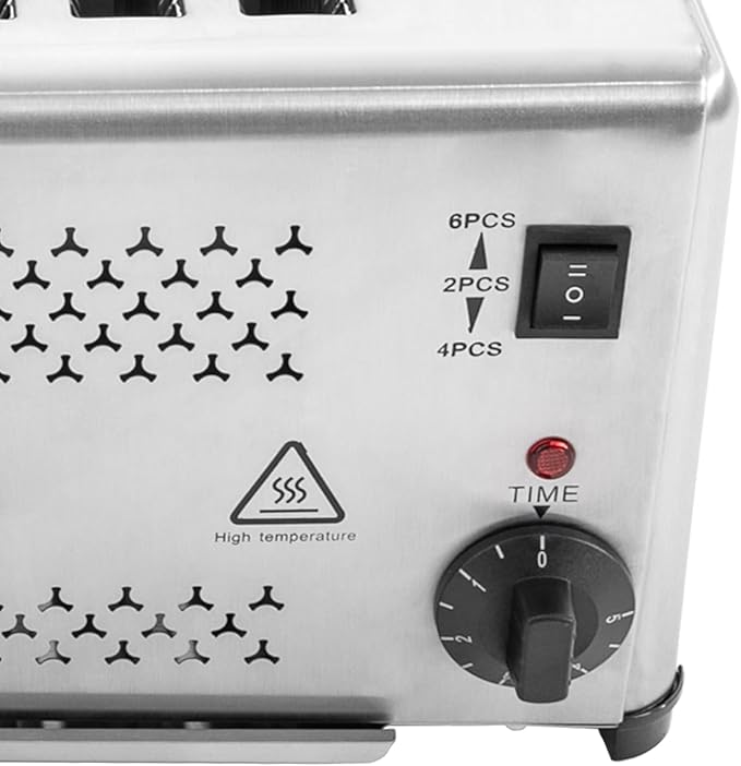 6 Slice Toaster 1650W Stainless Steel Bread Baking Machine Commercial Countertop Toaster for Kitchen Home Restaurant Bakery