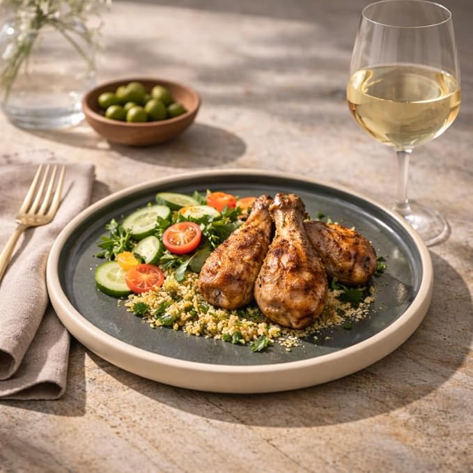 Gibson Elite - Made in Portugal - Port Gaia 12 Piece (Service for 4) Plates and Bowls Reactive Glaze Dishes Stoneware Ceramic Dinnerware Set - Blue