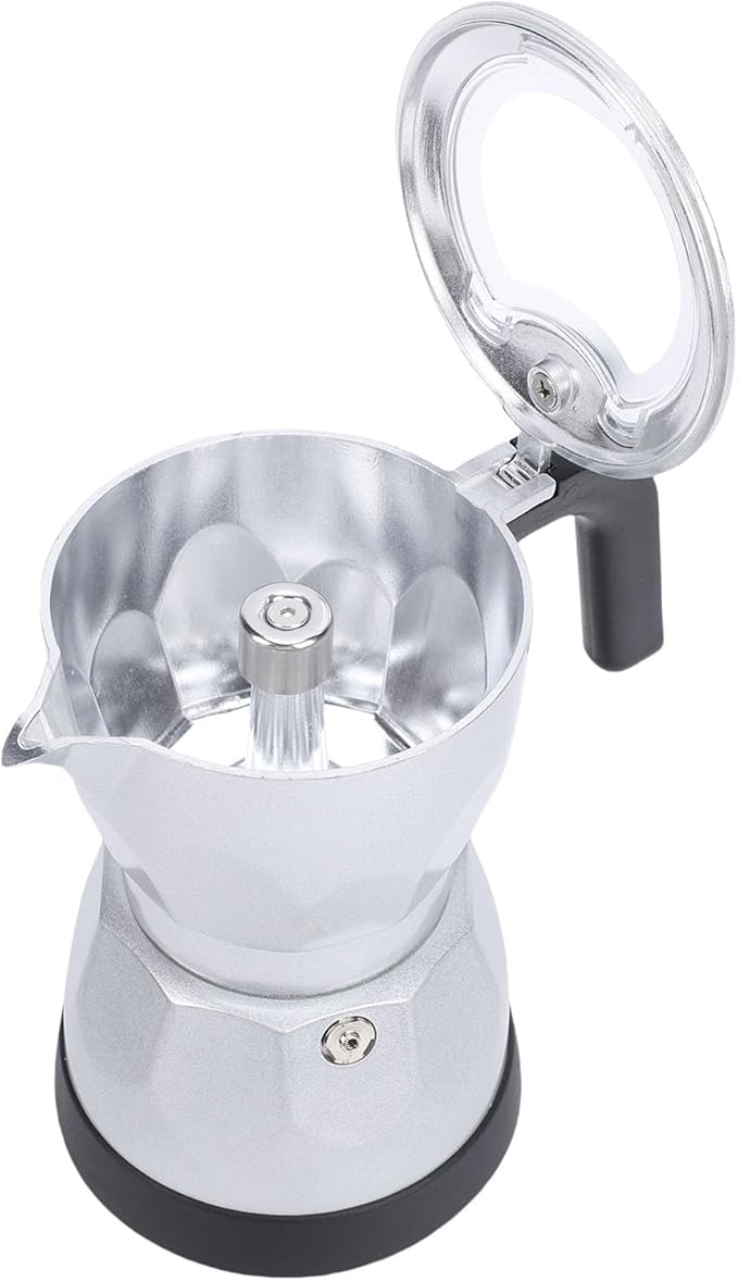 Electric Coffee Maker Aluminum 3 Cup Easy Operate for Home Office Travel Food Grade Material (Silver)