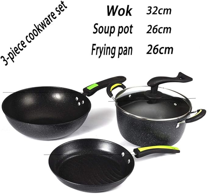 Cookware SetProfessional - 3Pc Saucepan Setwith Tempered Glass Cover Non-Scalding HandleSuitable for A Variety of Heat Sources Including Induction Cookers