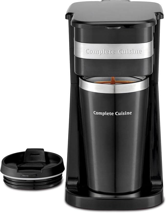 Single Serve Coffee Maker Hot Brewer Stainless Steel Travel Cup Black