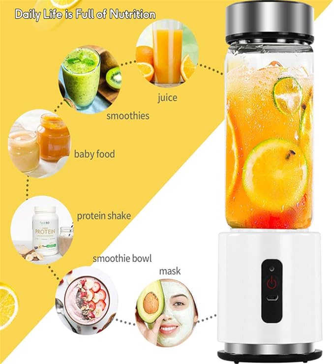 Portable Blender Mini Blender Smoothie Maker with USB Rechargeable Electric Blender Professional Commercial for Vegetables and Fruit Smoothie Maker Blender Food Processor 4000Mah 380Ml