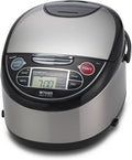 TIGER JAX-T10U-K 5.5-Cup (Uncooked) Micom Rice Cooker and Warmer with Tacook Food Steamer Cooking Tray Technology and 10 Auto-Cook Settings Stainless Steel Black