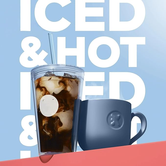KeurigK -Express Essentials Plus Iced &amp Hot Single Serve Brewer Adjustable Temp Brew Over Ice Pods Compatible Coffee Maker (Gray)