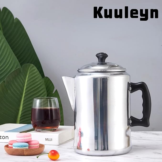 Coffee Maker PotCoffee Percolator Coffee PotAluminum Alloy Coffee Maker Pot Percolator Tea Kettle Stove Top with Lid Ideal for Home Camping Travel