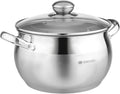 Daniks Classic 4 Quart Stainless Steel Stock Pot with Glass Lid Tri-Ply Bottom for Even Heating Induction Compatible Dishwasher Safe