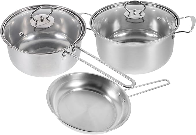 DOITOOL Stainless Steel Cookware Set Kitchen Pots and Pans Soup Pot Frying Pan Seamless Surface Easy Clean Comfortable Grip Heat Absorption