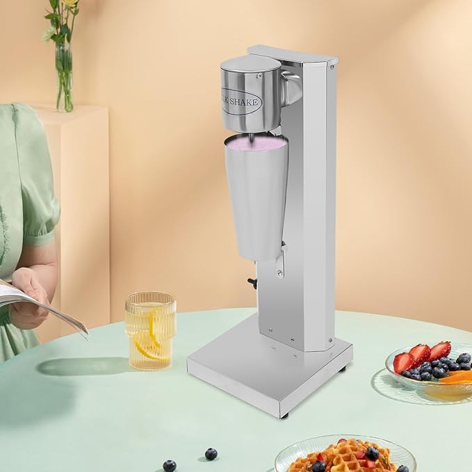 Milkshake Maker Machine Electric Milkshake Blender Maker Commercial Stainless Steel Milk Shaking Machine Single Head Milk Shaker with Two Types of Cups Electric Drink Mixer(Style 3)