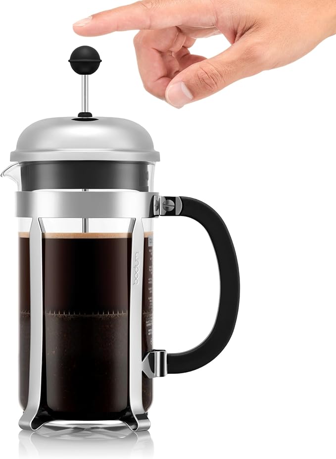 Bodum 34oz Chambord French Press Coffee Maker High-Heat Borosilicate Glass Polished Stainless Steel – Made in Portugal
