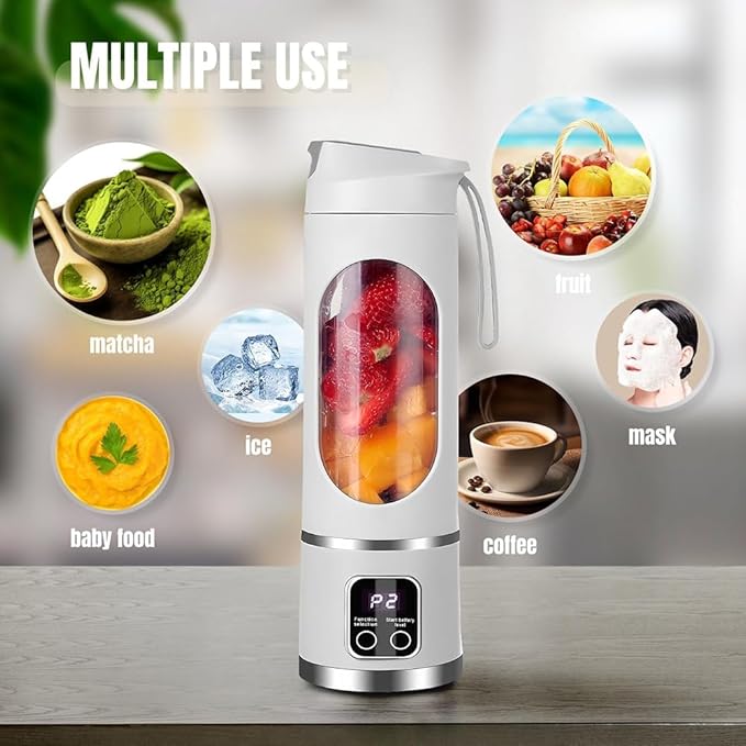 USB Rechargeable Portable Blender 8 Blade Mini Ice Crusher with Digital Display 3 Modes Portable Blender C