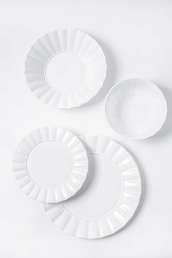HOMBENE Plates and Bowls Sets 12 Piece Dinnerware Sets Bone China Porcelain Dinner Set with Cereal Bowls Ceramic Soup Bowls for Pasta Salad Gift Idea Wavy Pattern
