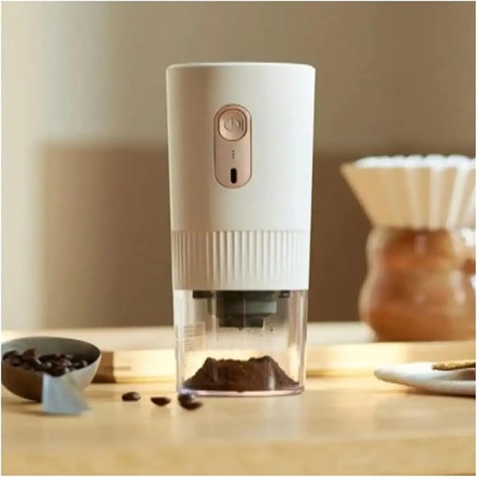 Portable Coffee Machine Upgrade Portable Electric Coffee Grinder USB Charging Professional Grinding Coffee Bean Grinderfor Outdoor Travel Picnic(White)
