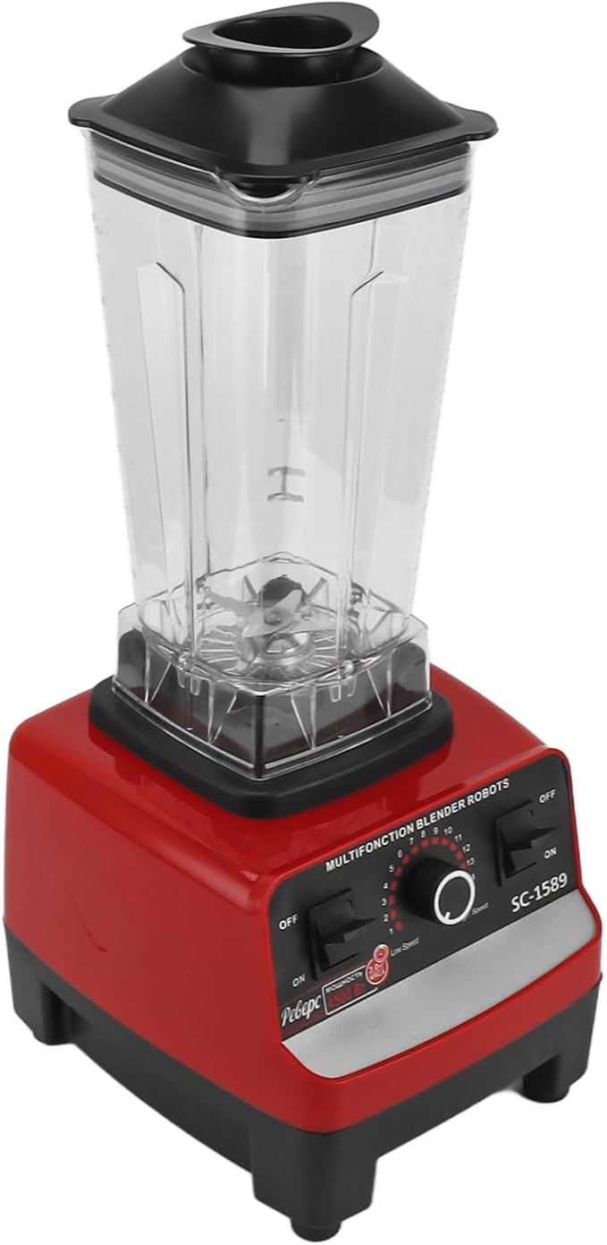 Countertop Blender 2L Food Processor with 6 Stainless Steel Blades Powerful Professional Blender for Ice Crushing Frozen Fruits Soups Dry Grinding (US Plug 110V)