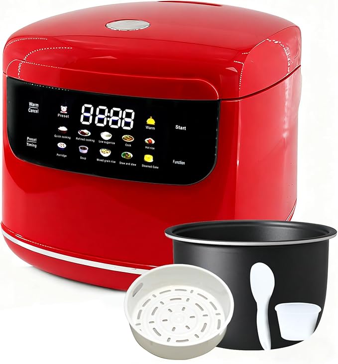 Smart Rice cooker2L Mini Protable Rice Cooker6 Cups Cooked/3 Cups Uncooked400W Non-Stick Rice Maker 24 hours Timer Delay10 FunctionsFast CookerAuto Keep Warm