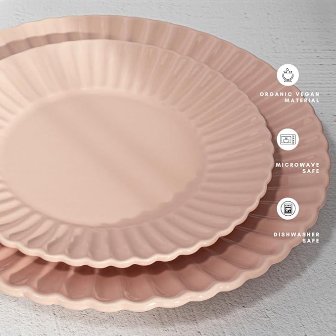 16 Piece Dinnerware Set Aruba (Pink Sunset) Plates Bowls and Mugs Set for 4