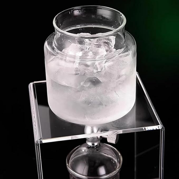 Cold Brew Coffee Tower Ice Drip Coffee Maker with 600ml Glass Pot Adjustable Drip Speed Valve Makes 2-4 Cups Acrylic Stand for Coffee Shop Tea Shop