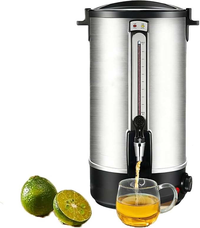 Commercial Coffee Maker 90-Cup Percolator Coffee Pot Electric Dispenser with Double Wall Stainless Steel Anti-Spill 20L Large Fast Brew Hot Water Urn 20L