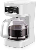 12 Cup Programmable Coffee Maker with Glass Carafe LED Display White