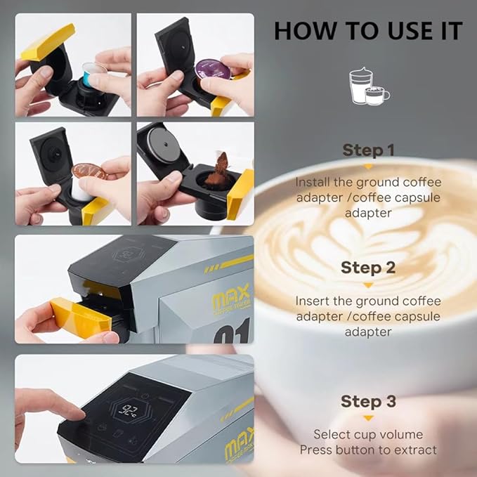 Espresso Machine 19bar Single-Serve Coffee Maker Capsule Coffee Machine with 800ML Water Tank Intelligent Touch Control Fast Brew for Latte Cappuccino Home Office Use Orange