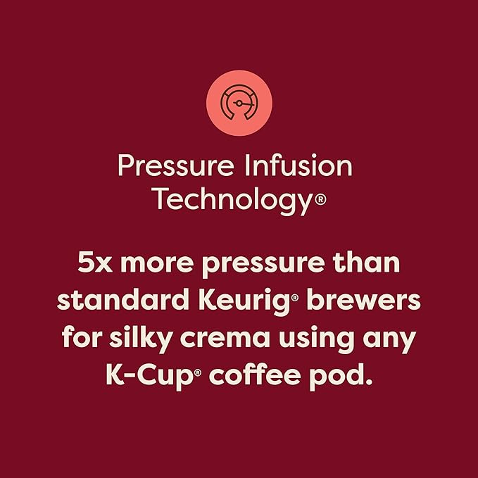 Keurig K-Crema Single Serve K-Cup Pod Coffee Maker PressureInfusion &amp MultiStream Technology Brews Crema-Topped Coffee Espresso-Style Shots Classic Coffee Tea Cocoa 72 oz Removable Reservoi