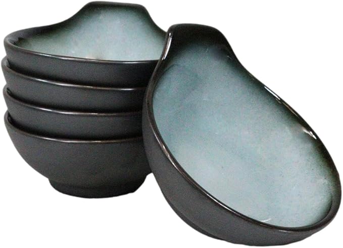 Ebros Gift Blue Sky Stars Artistic Seikai Porcelain Series Dinnerware Serveware Kitchenware Set Asian Japanese Dining Restaurant Supply (Pack Of 5 Small Ponzu Sauce Miso Soup Bowls With Handle 5oz)