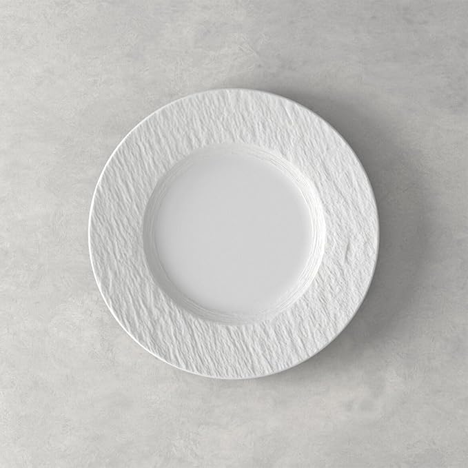 Villeroy &amp Boch Manufacture Rock Blanc 12-Piece Dinnerware Set Service for 4 Dinner Plates Salad Plates &amp Pasta Bowls Premium Porcelain Made in Germany Matte White