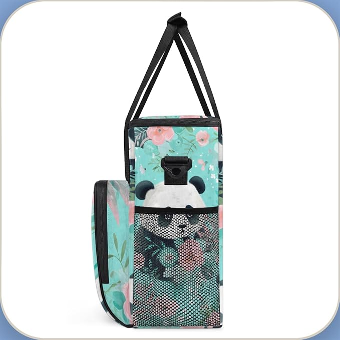 Panda Coffee Maker Carrying Bag Pink Flower Panda Travel Storage Bag Compatible with K-Mini or K-Mini Plus Single Serve Coffee Brewer Carrying Case with Multiple Pockets &amp Shoulder Strap
