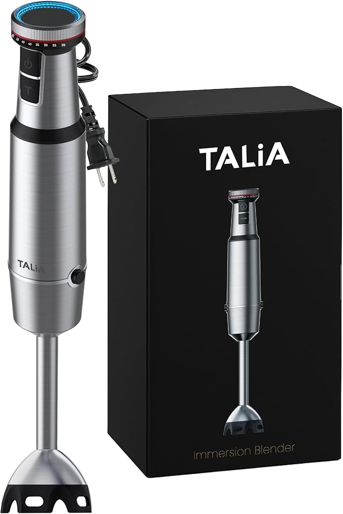 TALIA Immersion Hand Blender with Gift Box Stainless Steel Stick Blender Variable Speed &amp Turbo Dishwasher-Safe Anti-Splash for Smoothies Soups Baby Food Puree &amp Shakes