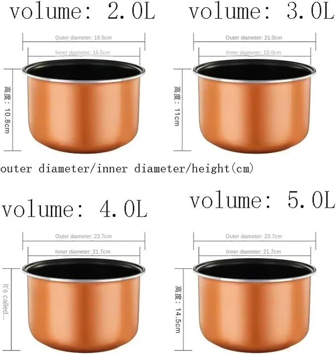1pc Universal Electric Rice Cooker Bowl Compatible With Midea 2L 3L 4L 5L Non-stick Pan Rice Cooker Honeycomb Liner Single Spray(5L)