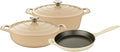 La Cuisine LC 2785 5 Piece Enameled Cast Iron Oval Casserole Cookware Set Cream