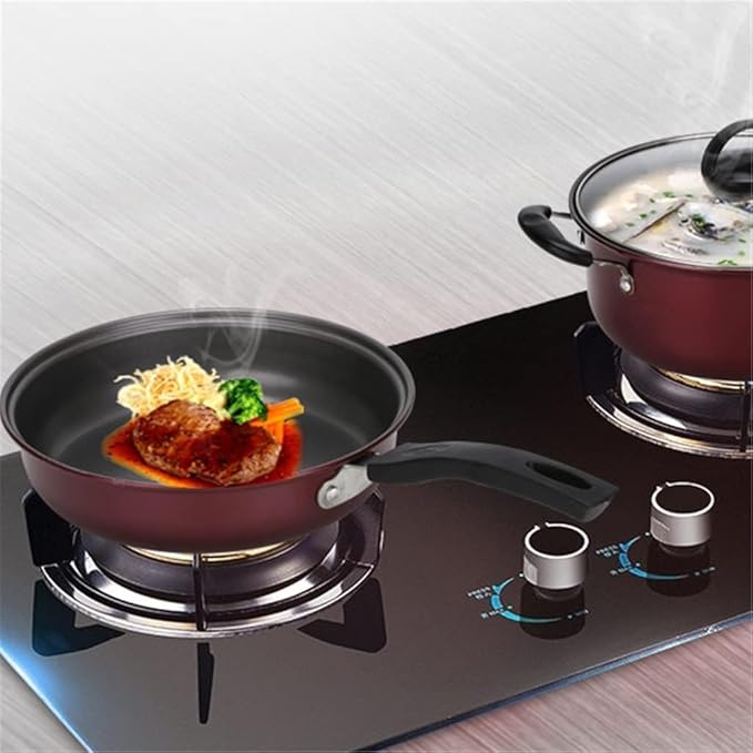 RUVOO Cookware Set Pots and Pans 3 Pcs Cooking Pot Frying Pan Kitchen Cookware Set Non-Stick Cookware Frying Pan Saucepan with Glass Lid Kitchen Cooking Set